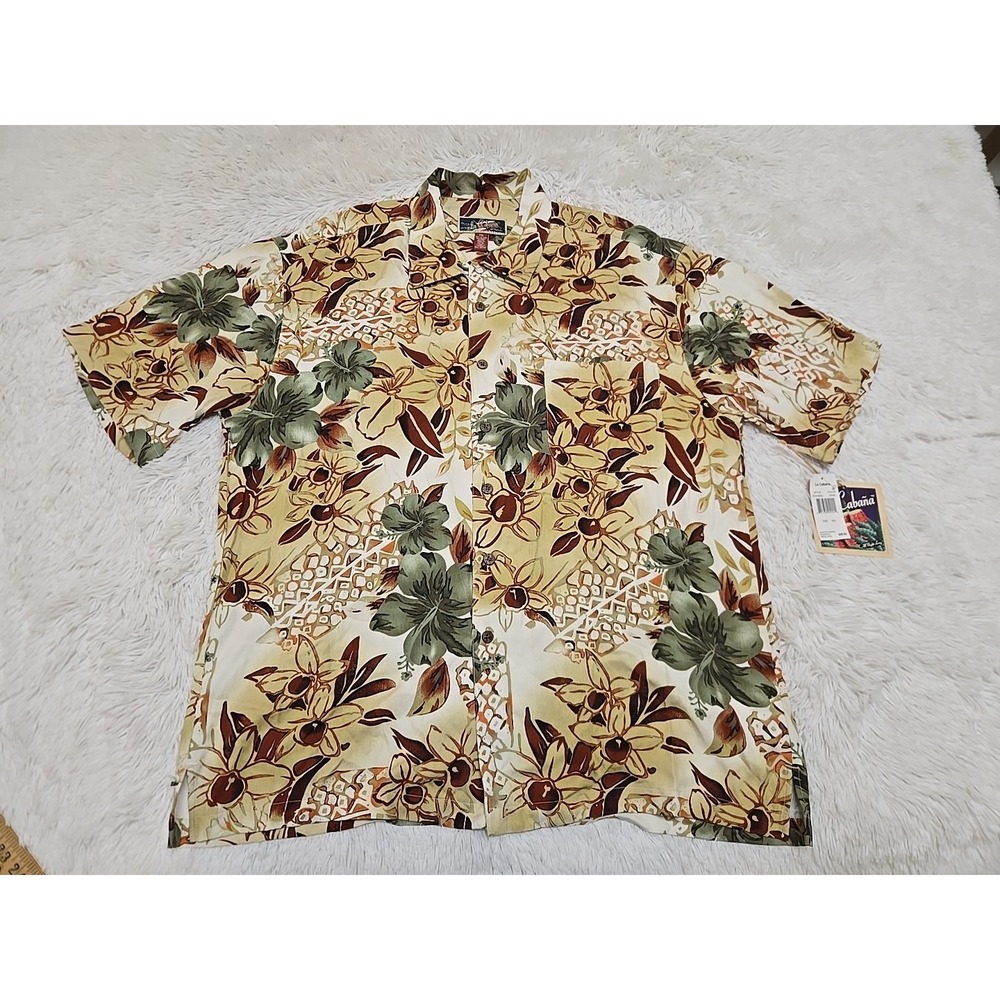 La Cabana Hawaiian XXL Shirt Floral Camp Flowers Rayon NEW NWT All-Over Print